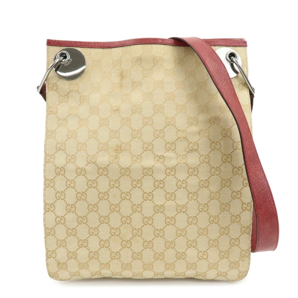 Gucci GG Canvas & Leather Shoulder Bag Beige